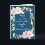 Jubiläumsjahr: Floral Daughter & Tochter Karte<br><div class="desc">Happy Hochzeitstag Karte für Tochter und Tochter im Gesetz mit schönen Vintagen rosa Aquarell-Blume,  und sentimental Vers.</div>