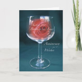 Jubiläumsjubiläum Wineglass Rose Karte (Vorderseite)