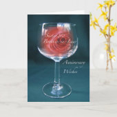 Jubiläumsjubiläum Wineglass Rose Karte (Gelbe Blume)