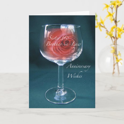 Jubiläumsjubiläum Wineglass Rose Karte (Gelbe Blume)