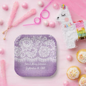 Jubiläumsjubiläumsjacke auf Lila Papiertüte Pappteller (Party)