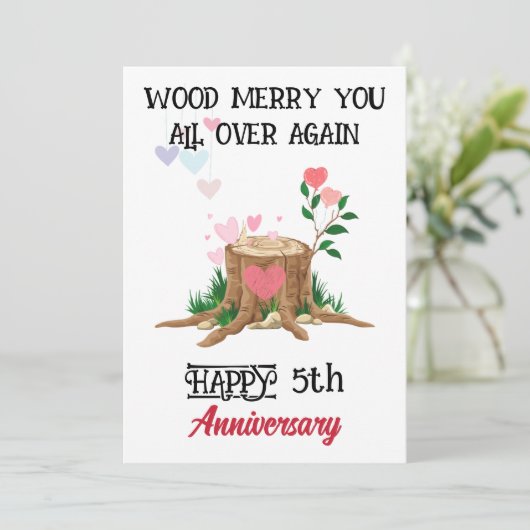 Jubiläumskarte aus der Ehefrau, 5. Hochzeit Einladung (Stehend Vorderseite)