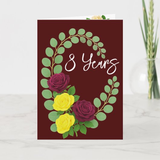 Jubiläumskarte - Burgund & Yellow Florals Karte (Vorderseite)