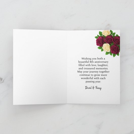 Jubiläumskarte - Burgund & Yellow Florals Karte (Innenseite)