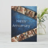 Jubiläumskarte für den blauen getexturierten Film Einladung (Stehend Vorderseite)