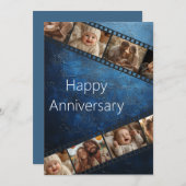 Jubiläumskarte für den blauen getexturierten Film Einladung (Vorne/Hinten)