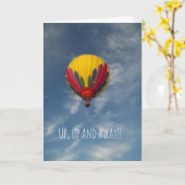 Jubiläumskarte für den Heißluftballon nach oben, n Karte (Gelbe Blume)