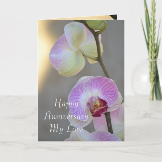 Jubiläumskarte für den rosa Orchideenausdruck Karte (Vorderseite)