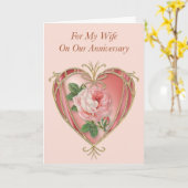 Jubiläumskarte für Ehefrau - Antike Rose Karte (Gelbe Blume)