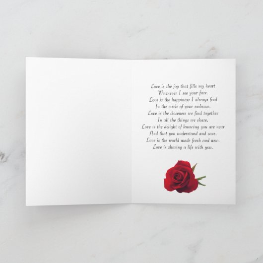 Jubiläumskarte für Ehemann mit rote Rose Karte (Innenseite)