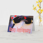 Jubiläumskarte für Kaiserpinguin-Liebe Karte (Gelbe Blume)