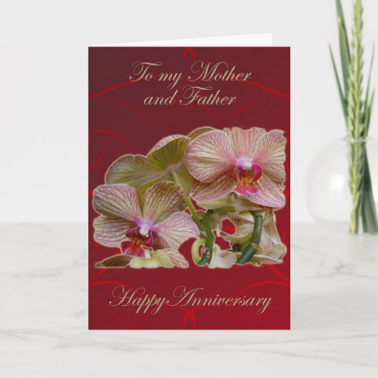 Jubiläumskarte für verworrene Orchids-Eltern Karte (Vorderseite)