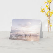 Jubiläumskarte mit Coupé, die am Strand läuft Karte (Gelbe Blume)