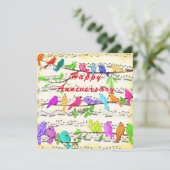 Jubiläumskarte mit glücklichen musikalischen Vögel (Stehend Vorderseite)