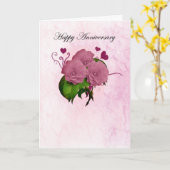 Jubiläumskarte mit rosa Rosen und Herzen Karte (Gelbe Blume)