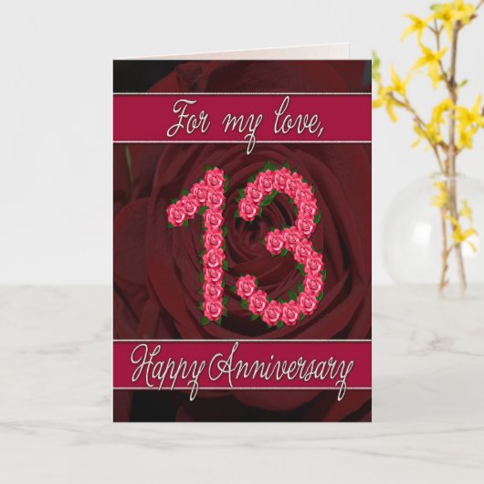 Jubiläumskarte mit Rose und Blätter Karte (Gelbe Blume)