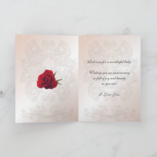 Jubiläumskarte mit Rose und Blätter Karte (Innenseite)