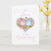 Jubiläumskarte mit zwei liebenden Vögeln - Anniver Karte (Gelbe Blume)