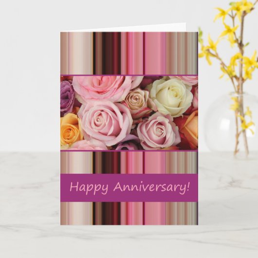 Jubiläumskarte - Pastellstreifen für Rose Karte (Gelbe Blume)