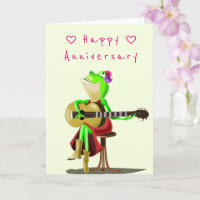 Jubiläumskarte Romantischer Frosch mit Gitarre - F