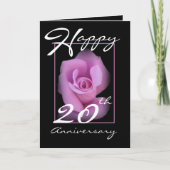 Jubiläumskarte zum 20. Mal mit rosa Rosenknospe Karte (Vorderseite)