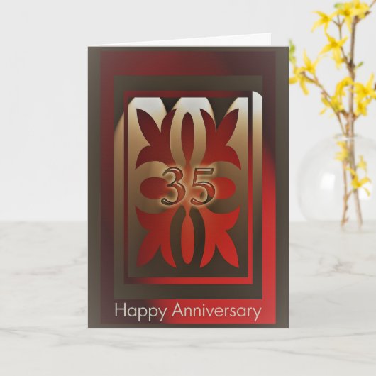 Jubiläumskarten für 35 Jahre Rot und Gold Karte (Gelbe Blume)
