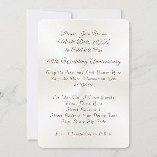 Jubiläumskarten zum 60. Save the Date Einladung (Rückseite)
