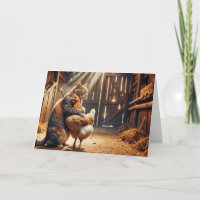 Jubiläumskatze, die ein Hühnchen in der Landwirtsc