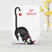 Jubiläumskatze mit gefährlichem Herzen Karte (Gelbe Blume)