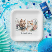 Jubiläumskatzen auf Weiß Pappteller (Party)