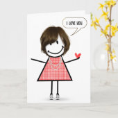 Jubiläumsmädchen mit Sprechblase Karte (Gelbe Blume)