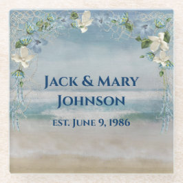 Jubiläumsnetz und Blume Glasuntersetzer