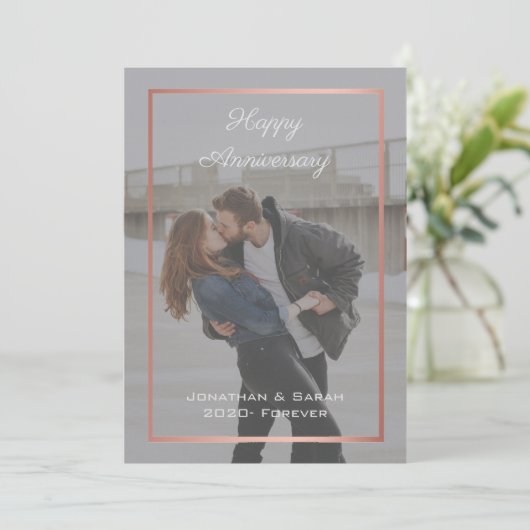 Jubiläumspaar Foto romantische Liebe Einladung (Stehend Vorderseite)