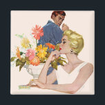 Jubiläumsquartier Magnet<br><div class="desc">Künstlerin: Lynn Buckham | Raucher einer Zigarette,  die eine Frau ansieht,  die nach einem Blumenarrangement sitzt</div>