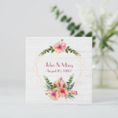 Jubiläumsrahmen auf weißem Hibiskus Einladung (Stehend Vorderseite)