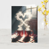 Jubiläumsrote Tasse mit Dampfherz Karte (Gelbe Blume)