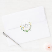 Jubiläumsschrei Wildblume auf Weiß Runder Aufkleber (Umschlag)