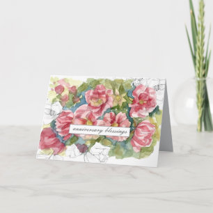 Jubiläumssegnung Rosengarten Wasserfarben Blume Karte