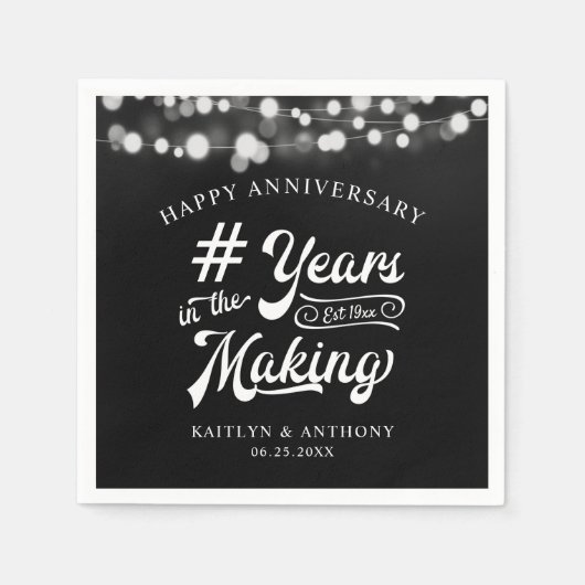 Jubiläumsstring Light JAHRE IM MAKING Black Serviette (Vorderseite)