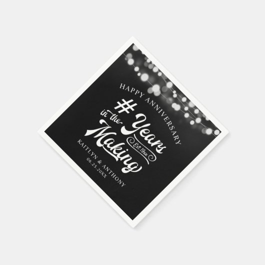 Jubiläumsstring Light JAHRE IM MAKING Black Serviette (Ecke)