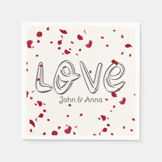 Jubiläumstext mit Rose-Petalen Serviette (Vorderseite)