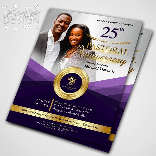 Jubiläumsveranstaltung der Kirche lila und Gold Flyer
