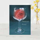 Jubiläumswünsche mit Rose im Weinglas Karte (Gelbe Blume)