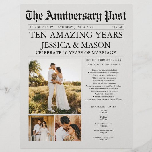 Jubiläumszeitung Geschenk Vow Renewal Programm Flyer (Vorne)