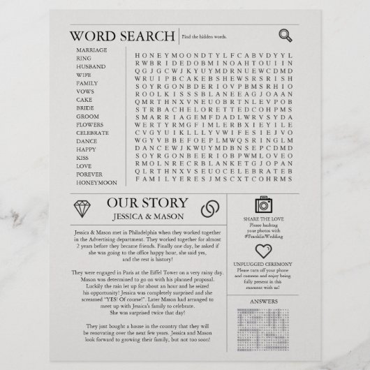 Jubiläumszeitung Geschenk Vow Renewal Programm Flyer (Hinten)