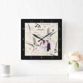 Jubiläumszettel für Vögel und Blätter Quadratische Wanduhr (Zuhause)