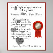 Jubiläumszeugnis für die Liebe Poster (Vorne)