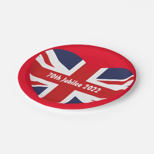 Jubilee 2022 England-Flagge Pappteller (Schrägansicht)