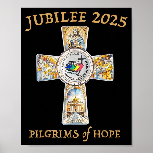 Jubilee 2025 Catholic Christian Lgrims Cross Jesus Poster (Vorne)