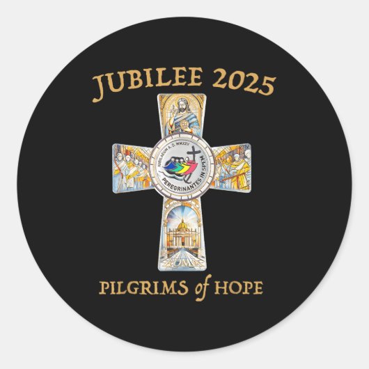 Jubilee 2025 Catholic Christian Lgrims Cross Jesus Runder Aufkleber (Vorderseite)